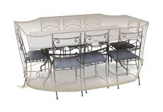 Jardiline - Housse table rectangle + chaises - 8 à 10 personnes - gris mastic