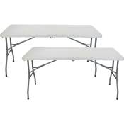 Lot 2 Tables pliantes 150cm Rectangulaire - Blanc
