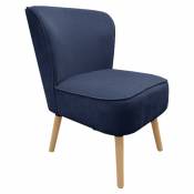 Meubletmoi - Petit fauteuil bas velours côtelé bleu