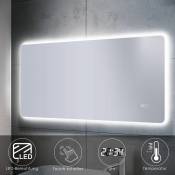 Miroir de salle de bain led Touch 120x60 avec éclairage horloge température miroir mural - Sonni