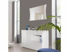 Miroir mural avec cadre, made in italy, miroir de salle de bain, 71x2h60 cm, couleur blanc brillant 8052773601108