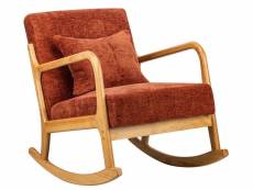 Nordlys - rocking chair chaise a bascule scandinave tissu hevea terracotta
