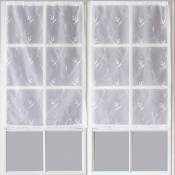 Paire de Vitrages Motif Floral - Blanc - 60 x 160 cm