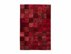 Paris prix - tapis patchwork en cuir fait main "voila" rouge 160 x 230 cm