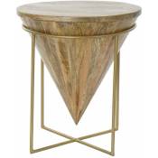 Pegane - Table d'appoint en bois de manguier et métal coloris naturel / doré - diamètre 41 x hauteur 45 cm