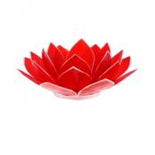 Porte bougie fleur de lotus rouge et argent