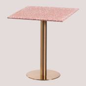 Sklum - Table de Bar Carrée en Terrazzo (60x60 cm) Malibu Or Rose - Or Rose