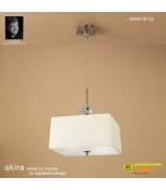 Suspension Akira 4 Ampoules E27, laiton antique/verre dépoli avec Abat jour crème