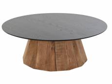 Table basse en bois recyclé et pin coloris naturel - diamètre 90 x hauteur 32 cm