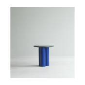 Table d'appoint bleue et plateau nero marquina 40 x