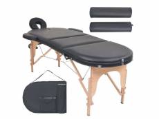 Table de massage pliable 4 cm d'épaisseur et 2 traversins noir helloshop26 02_0001841