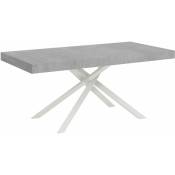 Table extensible 180x90/284 cm Karida Gris Béton cadre Blanc