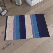 Tapis de bain à rayures - Bleu - 55 x 85 cm