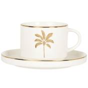 Tasse à thé et soucoupe en porcelaine blanche motif