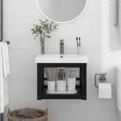 The Living Store - Cadre de lavabo de salle de bain mural Noir 40x38x31 cm Fer Noir