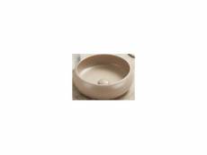 Vasque à poser ronde en céramique beige matte - d 36 cm - gamme wiki