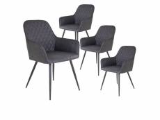 Viby - lot de 4 fauteuils simili gris et piétement