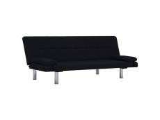 Vidaxl canapé-lit avec deux oreillers noir polyester