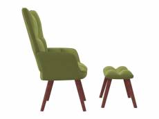 Vidaxl chaise de relaxation avec repose-pied vert clair velours