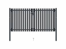 Vidaxl portail de clôture à double porte acier 306x200