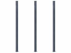 Vidaxl poteaux de clôture 3 pcs gris foncé 185 cm