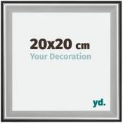 YD - Your Decoration - 20x20 cm - Cadres en Bois avec Verre acrylique - Anti-Reflet - Excellente Qualité - Noir Argent Poli - Cadre Decoration Murale