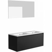 Allibert - Meuble de salle de bain NORDIK noir ultra mat 120 cm + plan vasque STYLE + miroir DEKO 120x60 cm - Noir