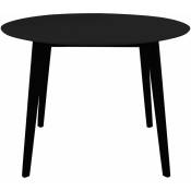 Altobuy - gram - Table Repas Ronde 105cm Noire Piètement Hévéa - Noir