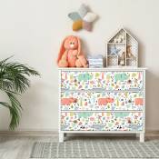 Ambiance-sticker - Sticker meuble pour enfant animaux souriants 40 x 60 cm - multicolore