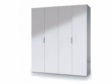 Armoire à quatre portes avec deux étagères et deux barres-penderie, couleur blanche brillante, 200 x 180 x 52 cm 8052773327992