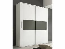 Armoire, placard garde-robe 2 portes coloris blanc, graphite - longueur 180 x profondeur 55 x hauteur 207,60 cm