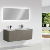 Bernstein - Meuble de salle de bain Luna 1200 gris mat - Miroir en option: Avec miroir LED 2137, Mat