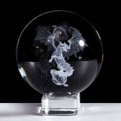 Boule de cristal 3D 60 mm Cadeaux de dragon gravés pour les amateurs de dragons Figurines de collection de dragon Ornements en verre Pièce maîtresse