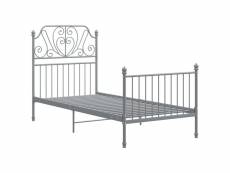 Cadre de lit gris métal et contreplaqué 90x200 cm