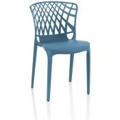 Chaise en polypropylène bleu pétrole avec dossier enveloppant perforé - Logan