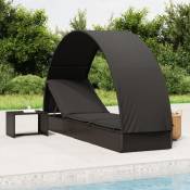 Chaise longue avec toit rond noir 211x57x140 cm résine