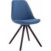 Chaise moderne avec des jambes en bois foncé rond et un siège de tissu de différentes couleurs colore : bleu
