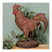 Chehoma - Statuette coq résine 23x12x29cm - rouge