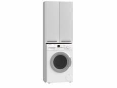 Como - meuble pour machine à laver style moderne - 183x64x30 - 2 portes+4 étagères - blanc