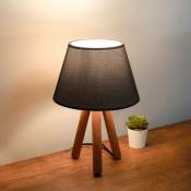 Cotecosy - Lampe à poser Linya style nordique Noir et trépied en bois - Noir