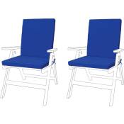 Coussin de chaise d'extérieur avec dossier, coussin de meubles de jardin, coussins de siège et de dossier souples avec attaches sécurisées, Bleu(2pk)
