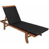 Coussin de chaise longue 190x60x4cm, noir, coussin