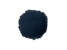 Coussin rond velours coton-lin bleu - l 50 x l 50 x h 5 cm