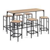 Ensemble table haute de bar detroit 150 cm et 6 tabourets design industriel