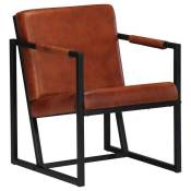 Fauteuil chaise siège lounge design club sofa salon marron cuir véritable 1102184/3