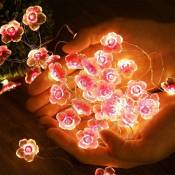 Guirlande lumineuse avec 30 led en forme de fleur de cerisier rose, piles, pour Noël, chambre de fille, chambre à coucher, intérieur, extérieur,