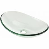 Helloshop26 - Vasque lavabo verre trempé 47 x 31 cm ovale voile - Transparent