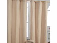 Homescapes paire de rideaux à oeillets uni beige 100% coton 137 x 228 cm KT1424C