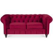 Intensedeco - Canapé Chesterfield Velours 2 Places Altesse Rouge - Rouge