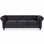 INTENSEDECO Canape Chesterfield Velours 3 Places Altesse